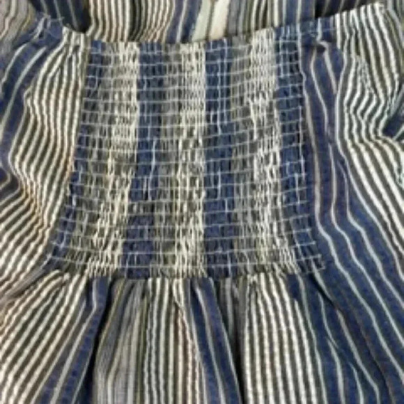 Mind Code Zip Front Blue Striped Bustier Top Women's Sz Medium - Picture 7 of 9